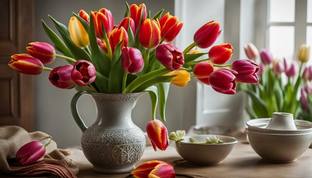 Préparation des tulipes pour le vase