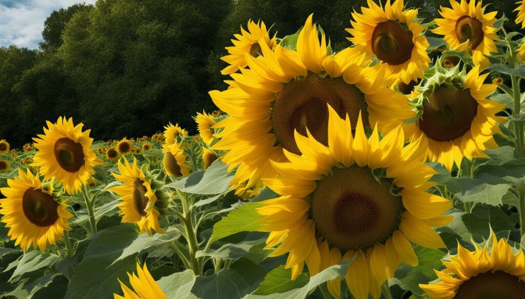 Sunflowers in full bloom