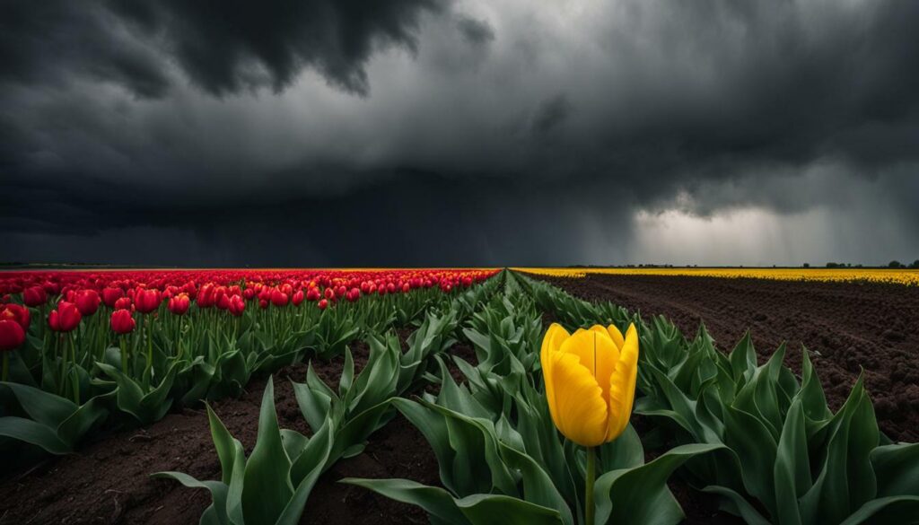 Tulipe jaune dans les moments difficiles