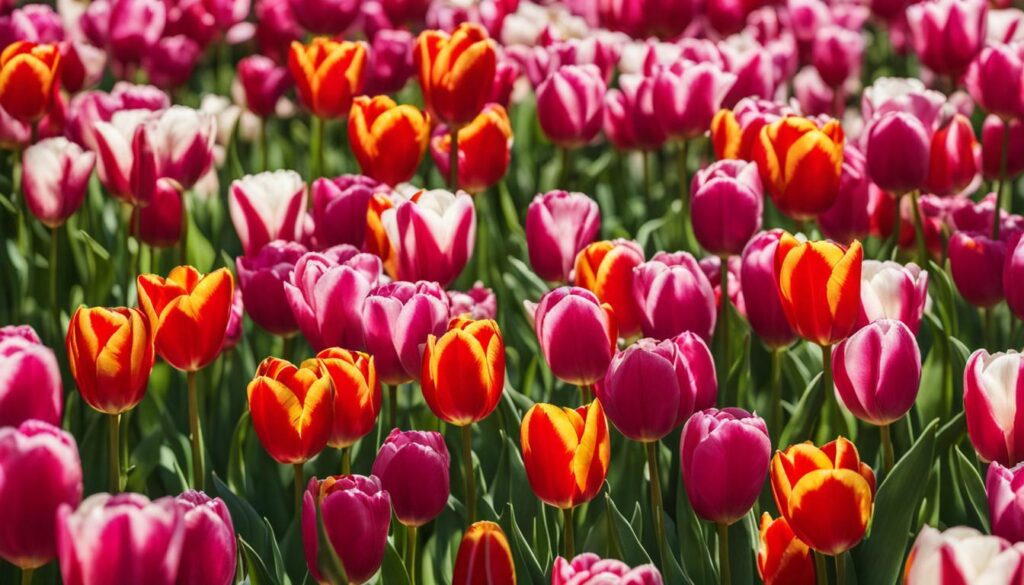 Tulipes colorées dans un jardin