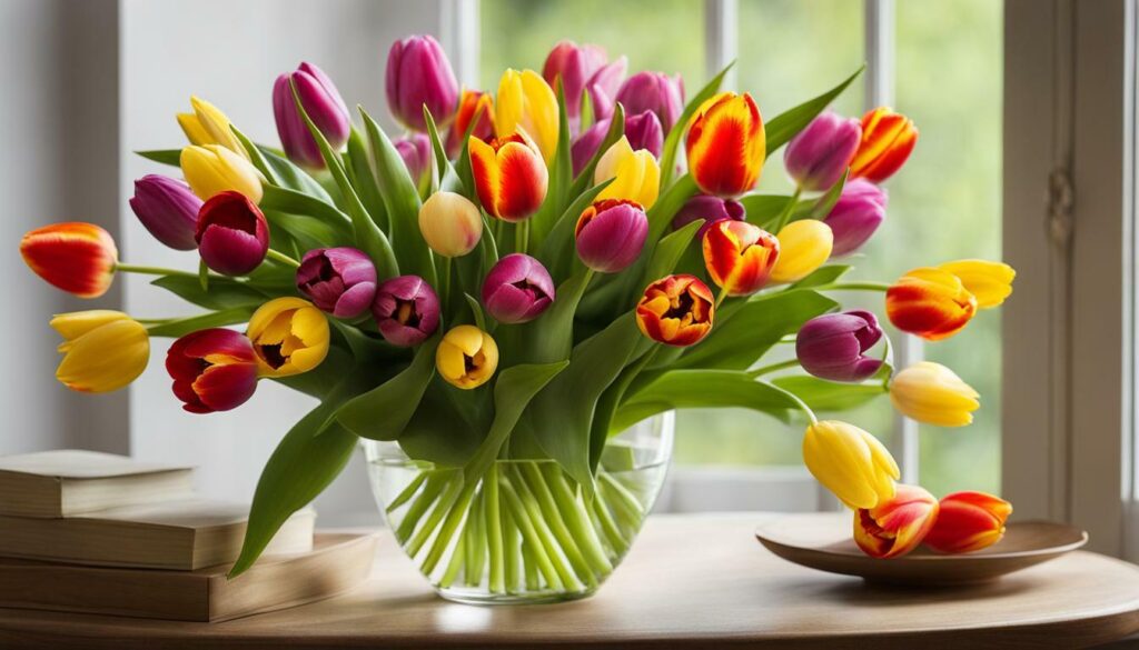 bouquet de tulipes en vase