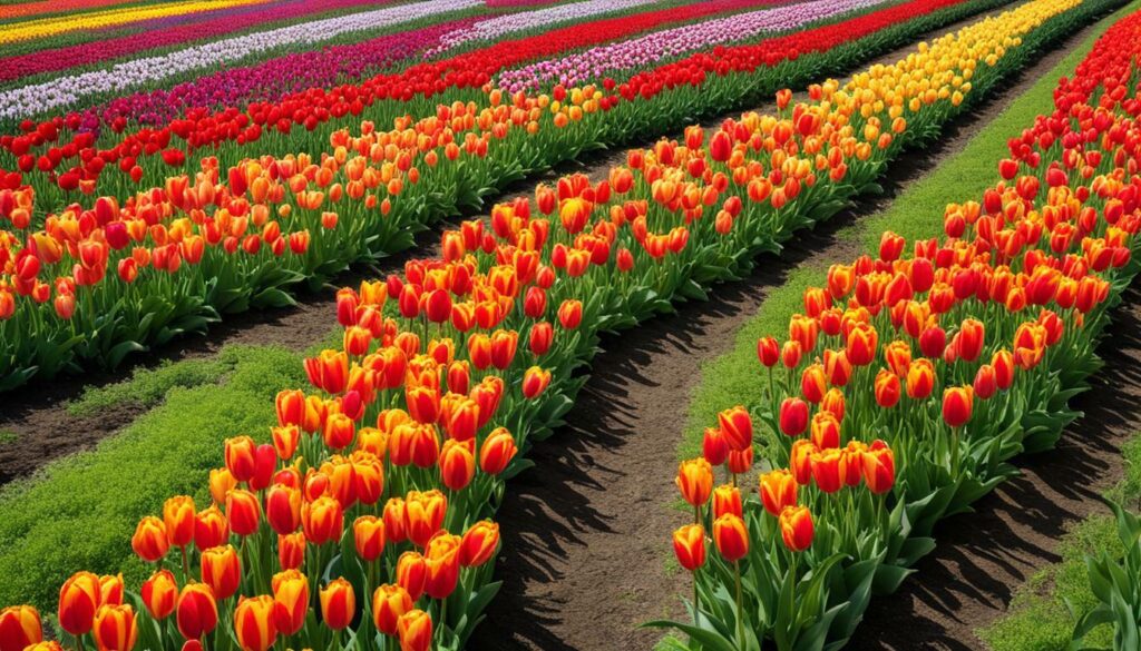 champs de tulipes en fleurs