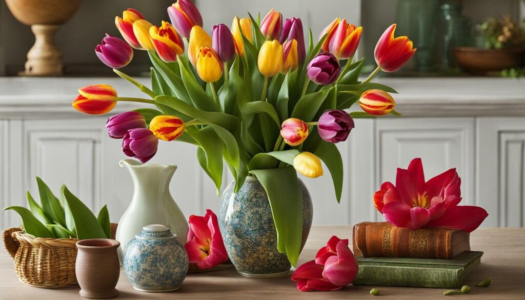 décorations avec des tulipes