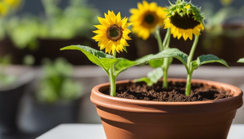 growing sunflowers in pots