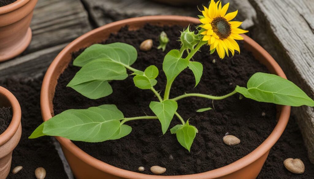 growing sunflowers in pots