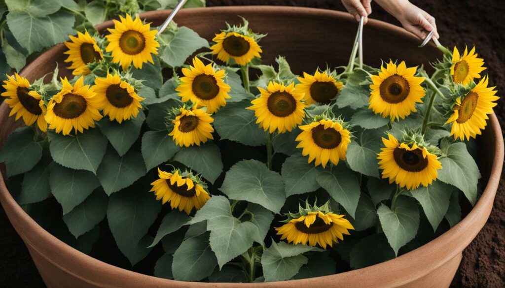 harvesting sunflowers