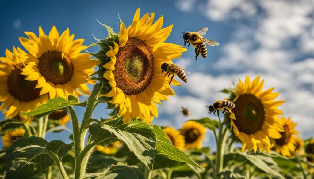 sunflowers and bees