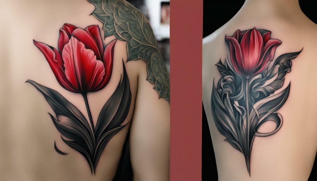 tatouage tulipe rouge
