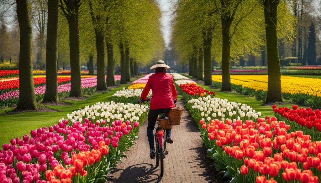 vélo à Keukenhof Tulipe